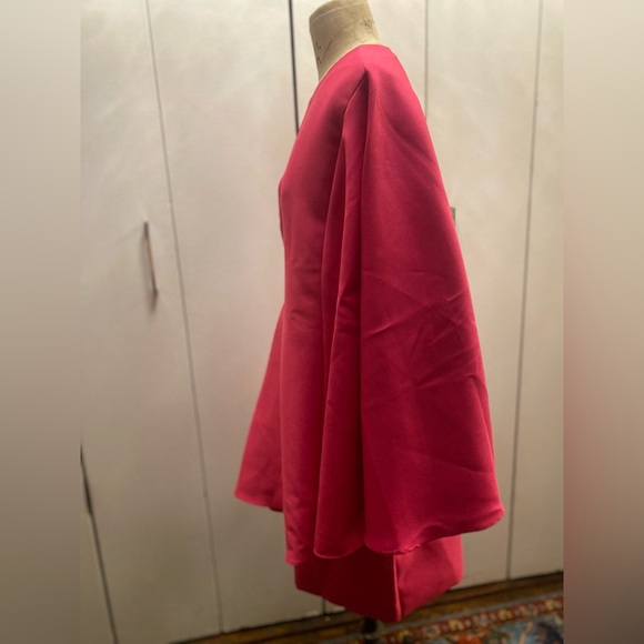 ASOS bright pink one shoulder flare mini dress - Picture 3 of 12